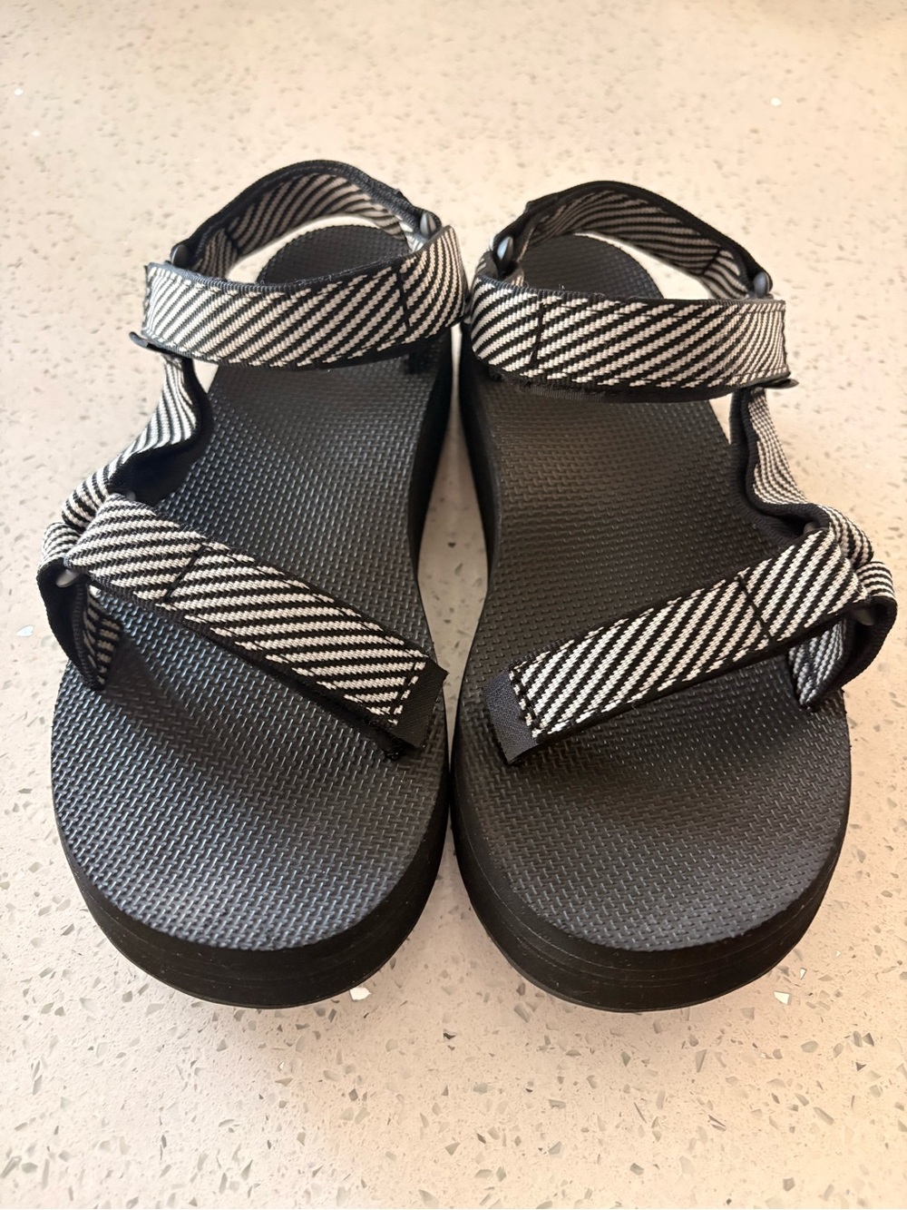 Teva Striped Black and White Universal Platform Sandals - Women's Size 9